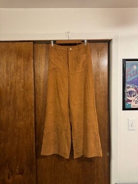 SHEIN Wide-Leg Corduroy Pants in Rust